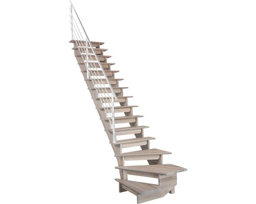 Scară din lemn cu balustradă metalică