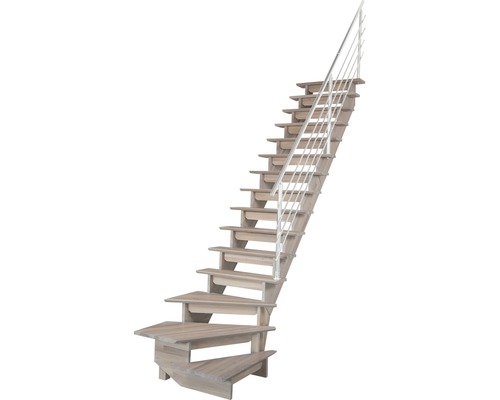 Scară din lemn cu balustradă metalică