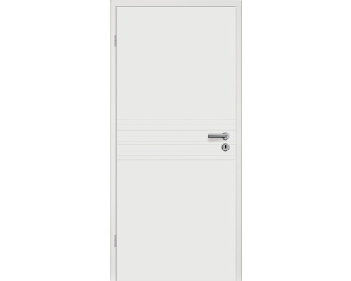 Ușă interioară albă cu linii orizontale și mâner