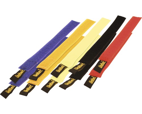 Set organizatoare cu bandă scai/velcro pentru cabluri Unitec 170mm, 10 piese, diferite culori