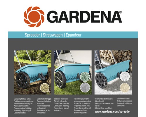 Împrăștietor Gardena pentru îngrășăminte, semințe și sare de degivrare