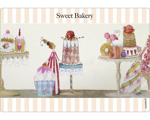 Panou bucătărie mySpotti pop Sweet bakery aluminiu compozit 59x41 cm Decorațiune Sweet Bakery cu produse de patiserie și figurine