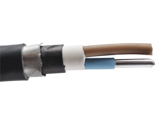 Cablu armat din aluminiu ACYAbY-F (AC2XAbY-F) 2x25 mm² , conductor rotund unifilar Secțiune transversală a unui cablu electric cu izolație și conductori interni