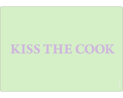 Panou bucătărie mySpotti pop Pistac. Kiss aluminiu compozit 59x41 cm "Covoraș cu textul ""KISS THE COOK"""