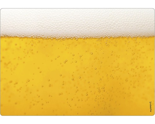 Panou bucătărie mySpotti pop Bier aluminiu compozit 59x41 cm Prim-plan cu bere cu spumă și dioxid de carbon
