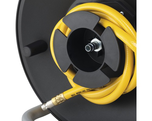 Detaliu tambur furtun cu furtun de aer comprimat galben