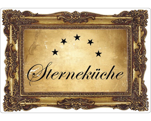 Placă Bucătărie cu stele în ramă aurie