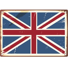 Placă decorativă din metal cu steagul Regatului Unit în stil retro
