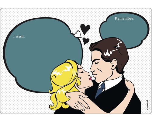 Set masă Myspotti cu motiv de benzi desenate cu un cuplu