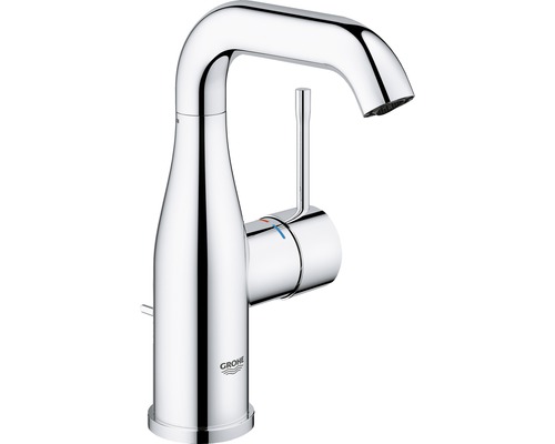 Baterie lavoar monocomandă GROHE Essence mărime M cartuș ceramic 28 mm Grohe SilkMove set evacuare cu tijă crom