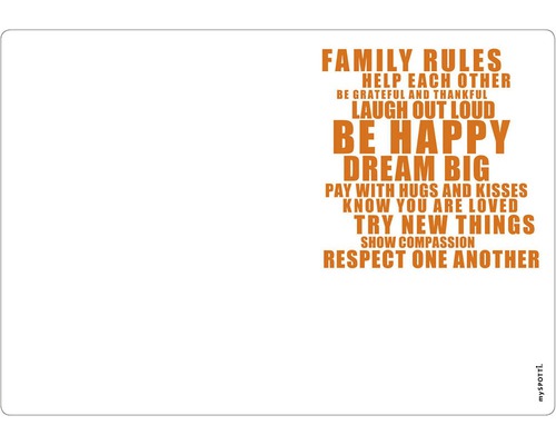 Placă de familie cu reguli de familie imprimate