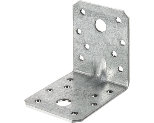 Conector unghiular din metal cu găuri pentru fixare