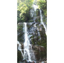 Cascadă între stânci și vegetație