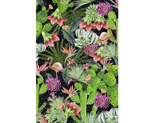 Autocolant mobilă/perete d-c-fix® Trendyline Cintia 45x150 cm Material textil cu model de cactuși, flori și flamingo
