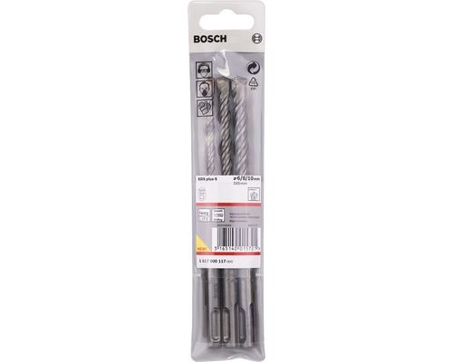 Logo Bosch. Set burghie pentru piatră SDS plus 5, diametru 6, 8, 10 mm