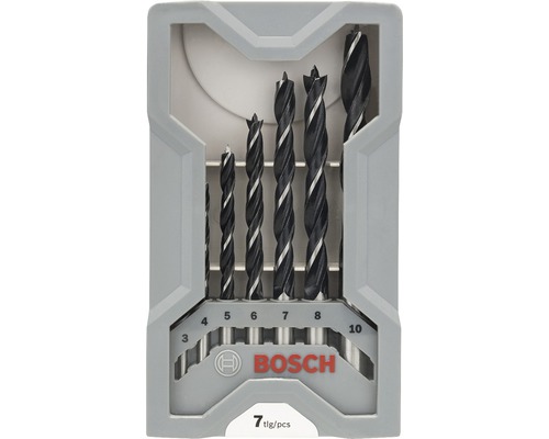 Set burghie pentru lemn, 7 piese, în ambalaj gri