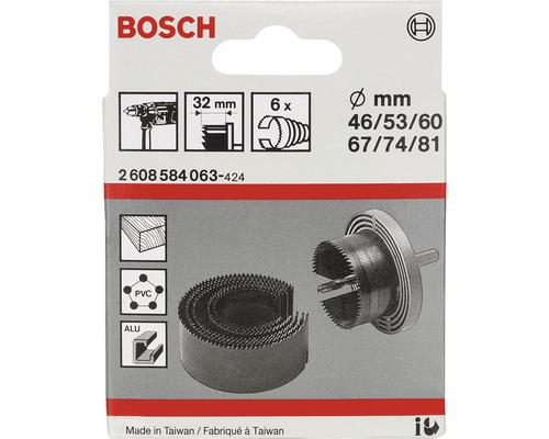Fierăstrău circular Bosch cu diametrul de 46, 53, 60, 67, 74 și 81 milimetri