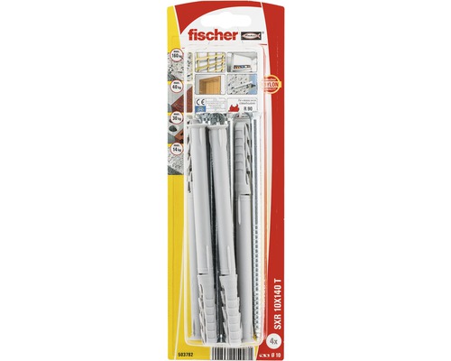 Dibluri plastic cu șurub Fischer SXR 10x140 mm, 4 bucăți, cap înecat, pentru rame/tocuri