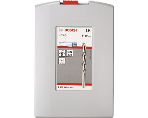 Set burghie metal Bosch HSS G, 19 bucăți, 1 până la 10 milimetri