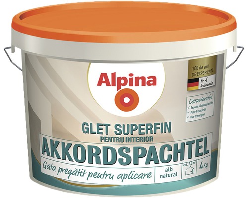 Glet superfin gata preparat pentru interior Alpina alb 4 kg-0