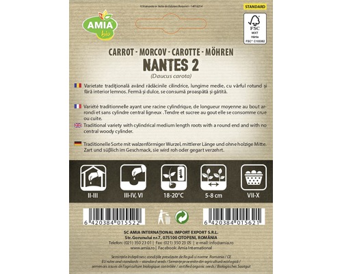 Pachet de semințe de morcov Amia Bio Nantes 2