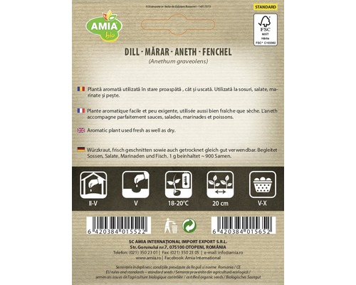 Pachet de semințe de mărar cu instrucțiuni