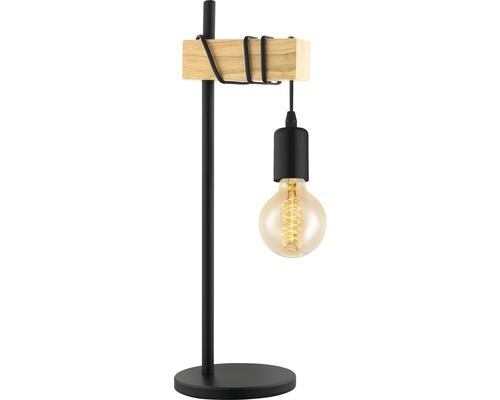 Lampă de masă din lemn și metal cu bec