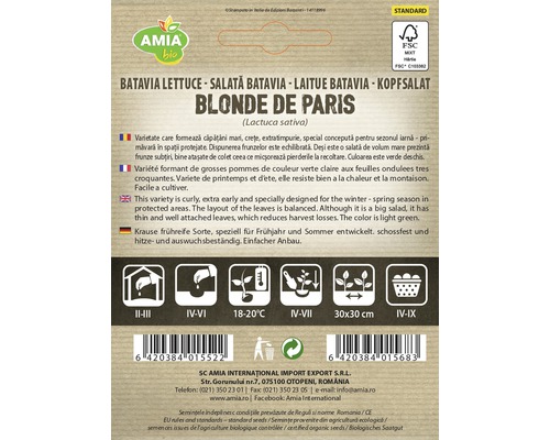 Pliculeț semințe Salată Batavia Blonde de Paris