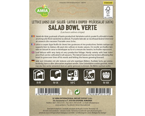 Pachet de semințe Salată verde tip Salad Bowl