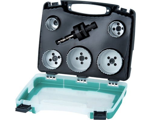 Set carote universale bimetal cu burghiu Wolfcraft BiM Ø20-68 mm, 5 piese Set carote universale bimetal cu burghiu Wolfcraft BiM Ø20-68 mm, 5 piese