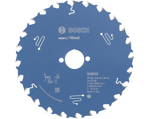Disc fierăstrău circular Bosch Zubehör Expert for Wood Ø190x2,6x30 mm 24 dinți