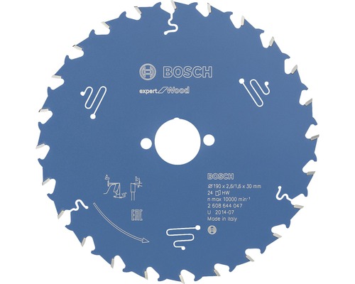 Disc fierăstrău circular Bosch Zubehör Expert for Wood Ø190x2,6x30 mm 24 dinți Disc circular Bosch Expert Wood, diametru 190 milimetri