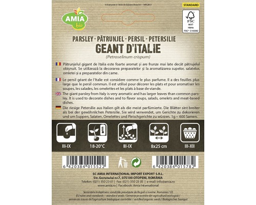 Pachet de semințe de pătrunjel gigant italian