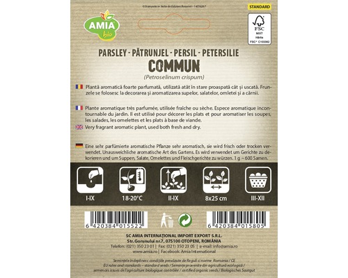 Pachet de semințe Amia Bio Pătrunjel Common