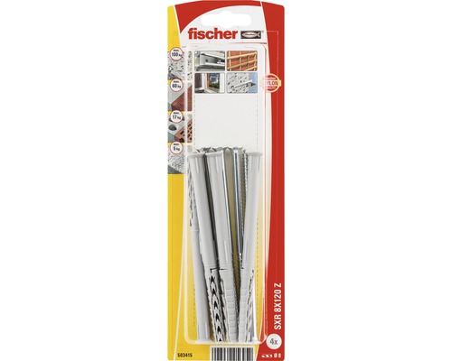 Dibluri plastic cu șurub Fischer SXR 8x120 mm, 4 bucăți, cap înecat, pentru rame/tocuri