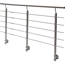 Balustradă din oțel inoxidabil cu suporturi orizontale pentru utilizare în interior și exterior