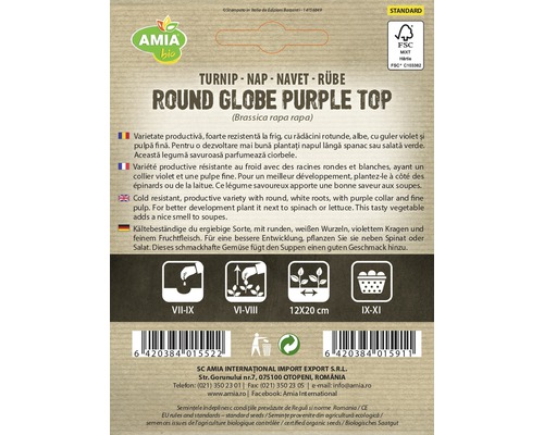 Pachet de semințe Nap Round Globe Purple Top