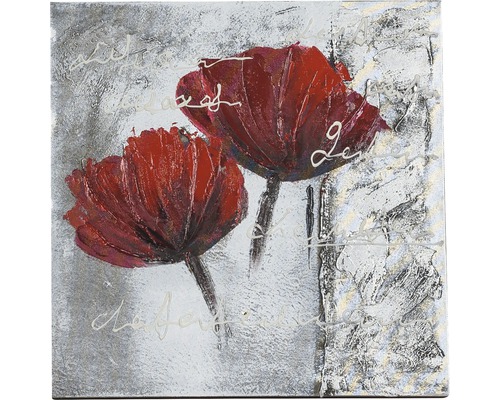 Tablou pictat manual Flori roșii 40x40 cm