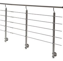 Balustradă din oțel inoxidabil cu cabluri orizontale și suporturi de perete