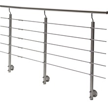 Balustradă din oțel inoxidabil cu bare orizontale și stâlpi