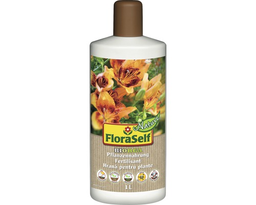 FloraSelf Nature® BIORGA hrană pentru plante 1 l Îngrășământ lichid pentru plante FloraSelf într-o sticlă de un litru