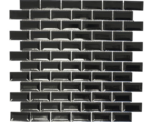 Mozaic piscină ceramic Brick Bond Diamond CBB 108 uni negru 30x30 cm
