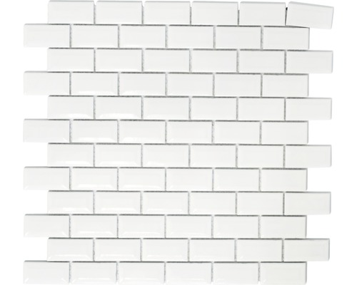 Mozaic piscină ceramic Brick Bond Diamond CBW 104 uni alb 30x30 cm