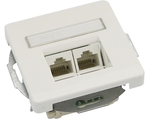 Priză date RJ45 dublă Roth Lange Plus Cat.3, alb Priză date RJ45 dublă Roth Lange Plus Cat.3, alb