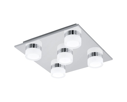 Plafonieră cu LED integrat Romendo1 5x7,2W 2850 lumeni, pentru baie IP44, crom Plafonieră pătrată cu cinci surse de lumină