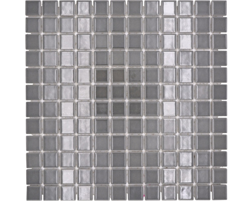 Mozaic piscină ceramic CG 124 gri lucios 30x30 cm Plăci pătrate de mozaic de sticlă pe o plasă