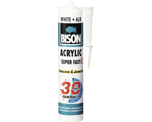 Etanșeizant acrilic Bison Super Fast alb 300 ml Etanșant acrilic Bison Super Fast pentru fisuri și îmbinări