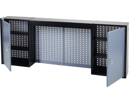 Dulap suspendat Küpper 1600x600x190 mm, cu 2 uși, 4 polițe și panou perforat Dulap suspendat Küpper 1600x600x190 mm, cu 2 uși, 4 polițe și panou perforat