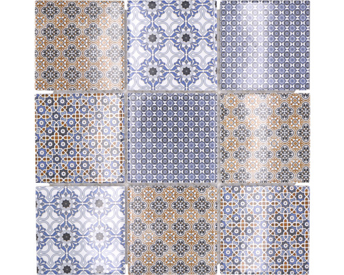 Mozaic piscină ceramic Quadrat Classico mix albastru 30x30 cm Plăci pătrate cu diverse modele geometrice