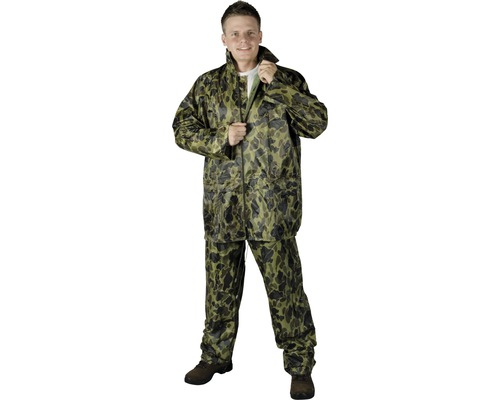 Costum impermeabil Cleo din poliester tip camuflaj, 2 piese, mărimea XL